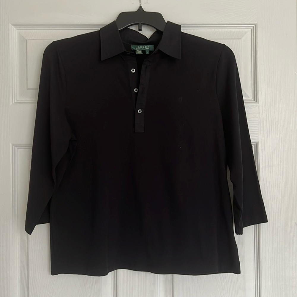 Ralph Lauren Classic Polo Shirt 3/4 sleeve Black